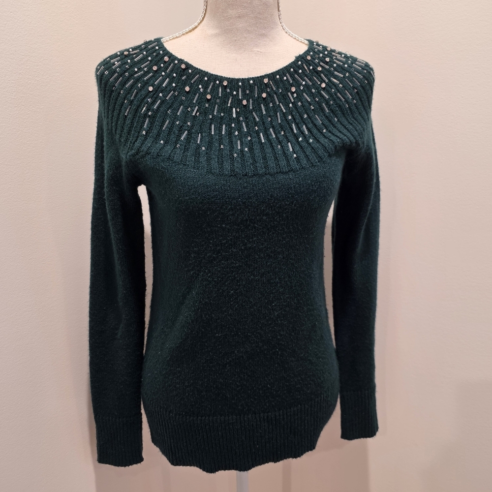 Apt. 9 Green Beaded Sweater